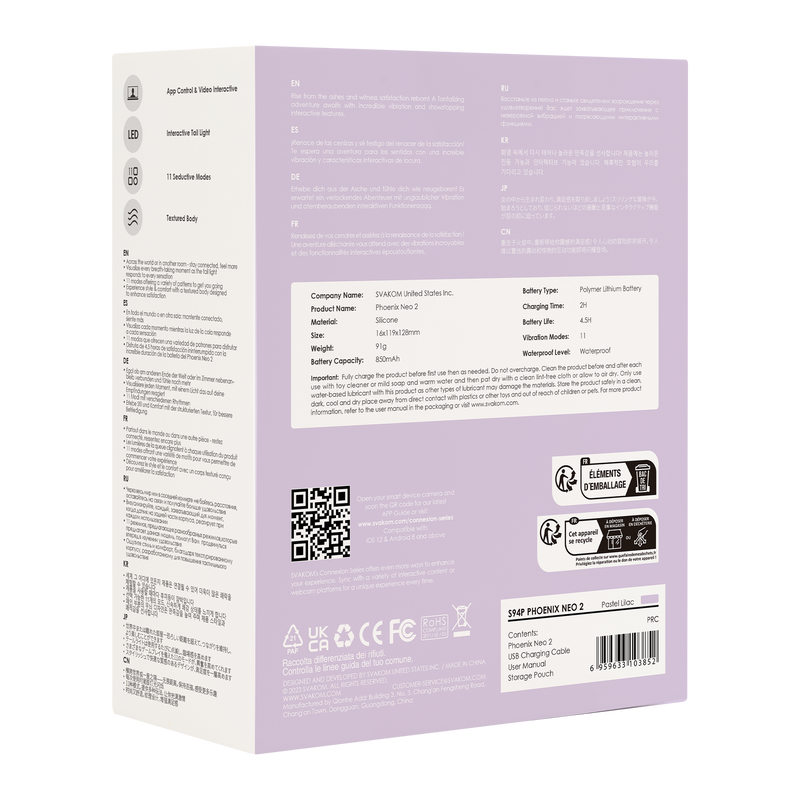 Svakom - Phoenix Neo 2 Interactieve Bullet Vibrator - App Control - Lila