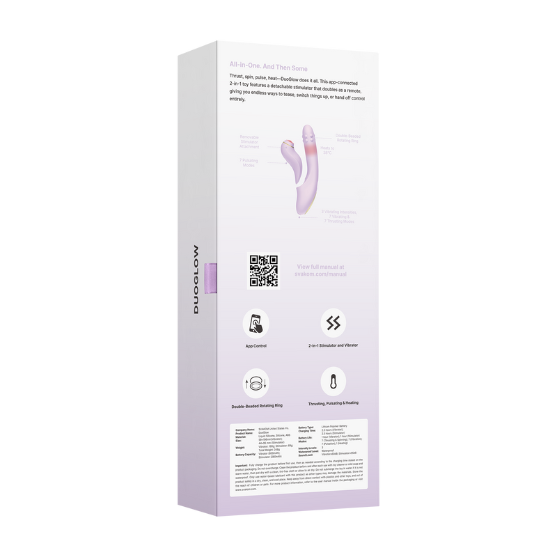 Svakom - DuoGlow – Stotende en Roterende Kralen Vibrator met Pulserende`Stimulator – Lila