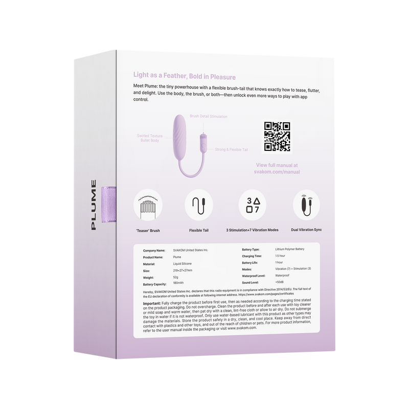 Svakom - Plume - Bullet Vibrator met Flexibel Clitoris Kwastje - Pastel Lilac