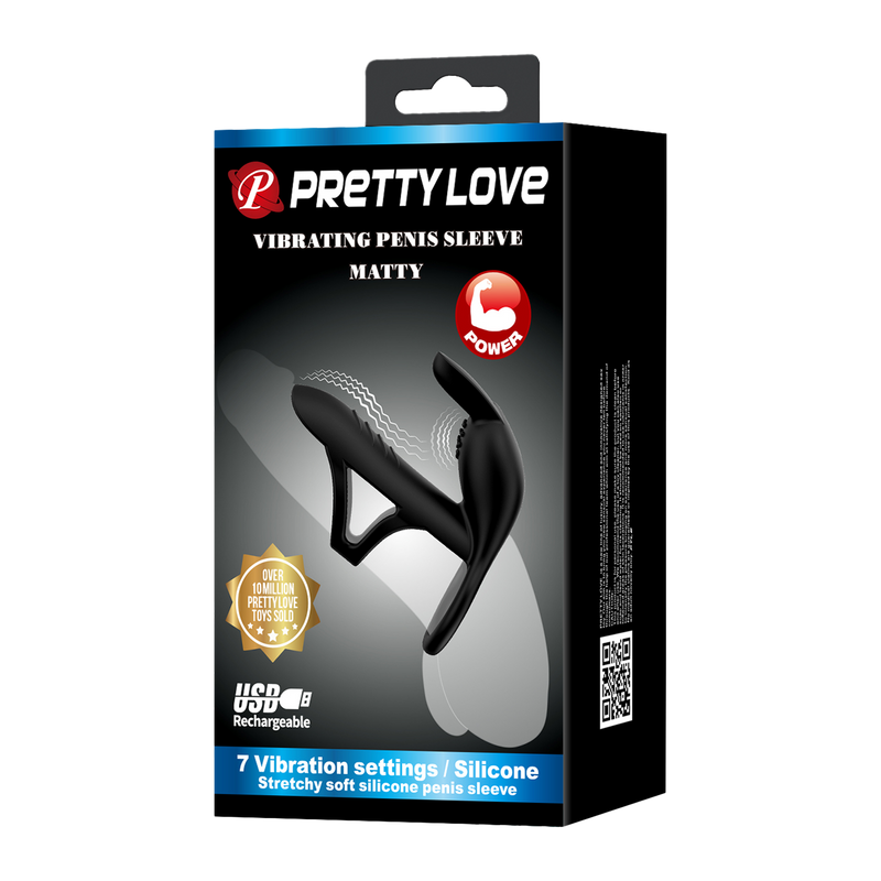 Pretty Love - Matty - Vibrerende Penis Sleeve - Zwart