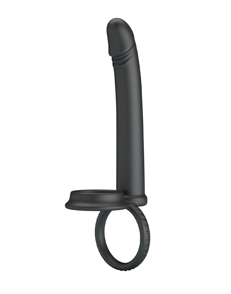 Pretty Love - Moses - Dildo met Cockring en Scrotumring - Zwart