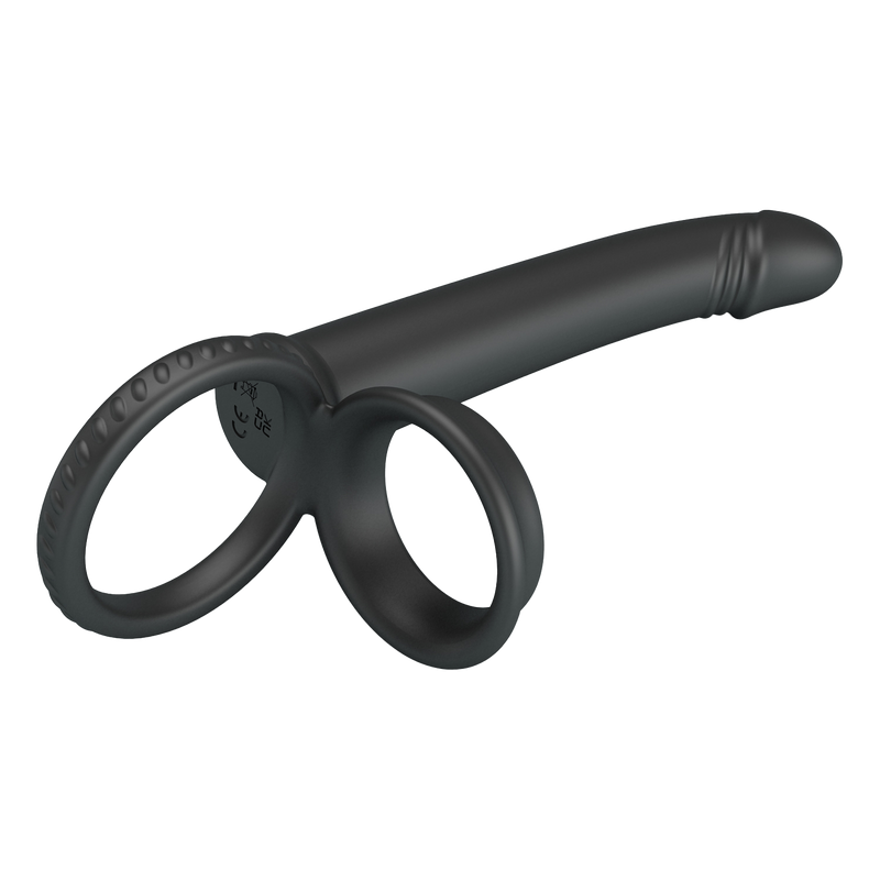 Pretty Love - Moses - Dildo met Cockring en Scrotumring - Zwart