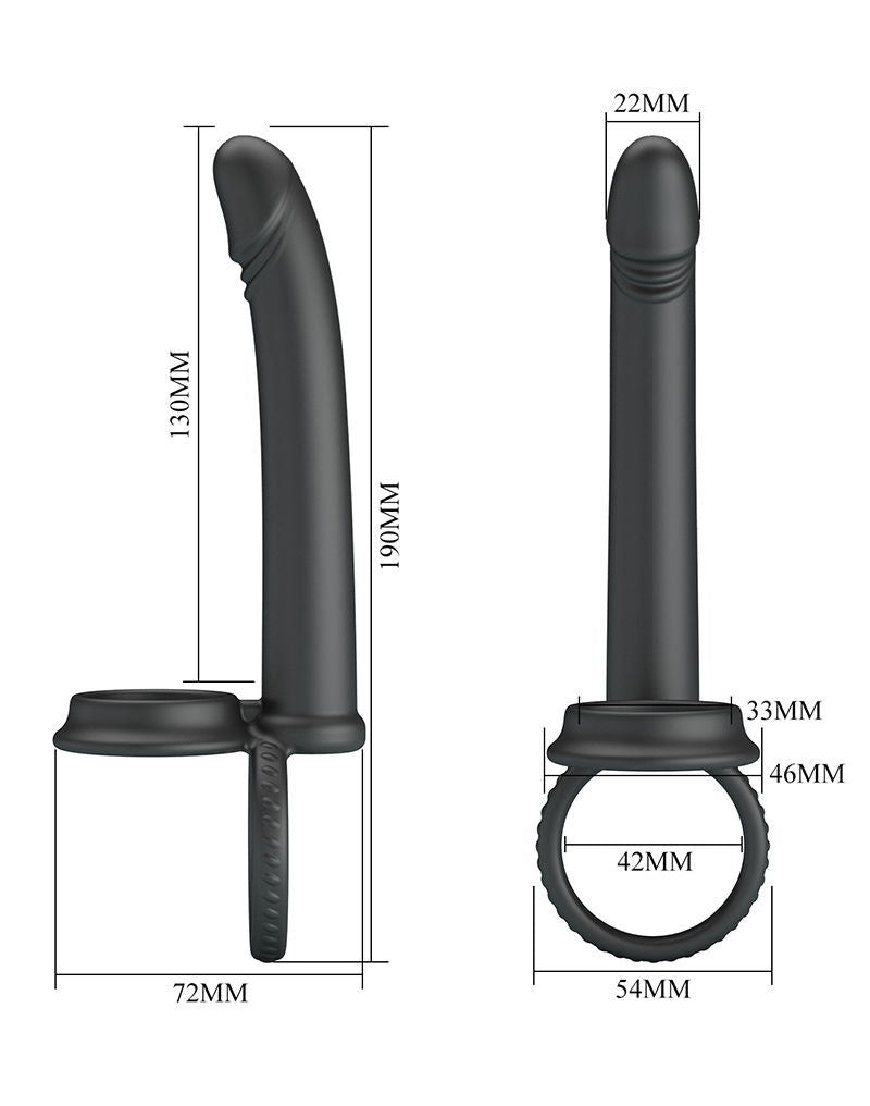 Pretty Love - Moses - Dildo met Cockring en Scrotumring - Zwart