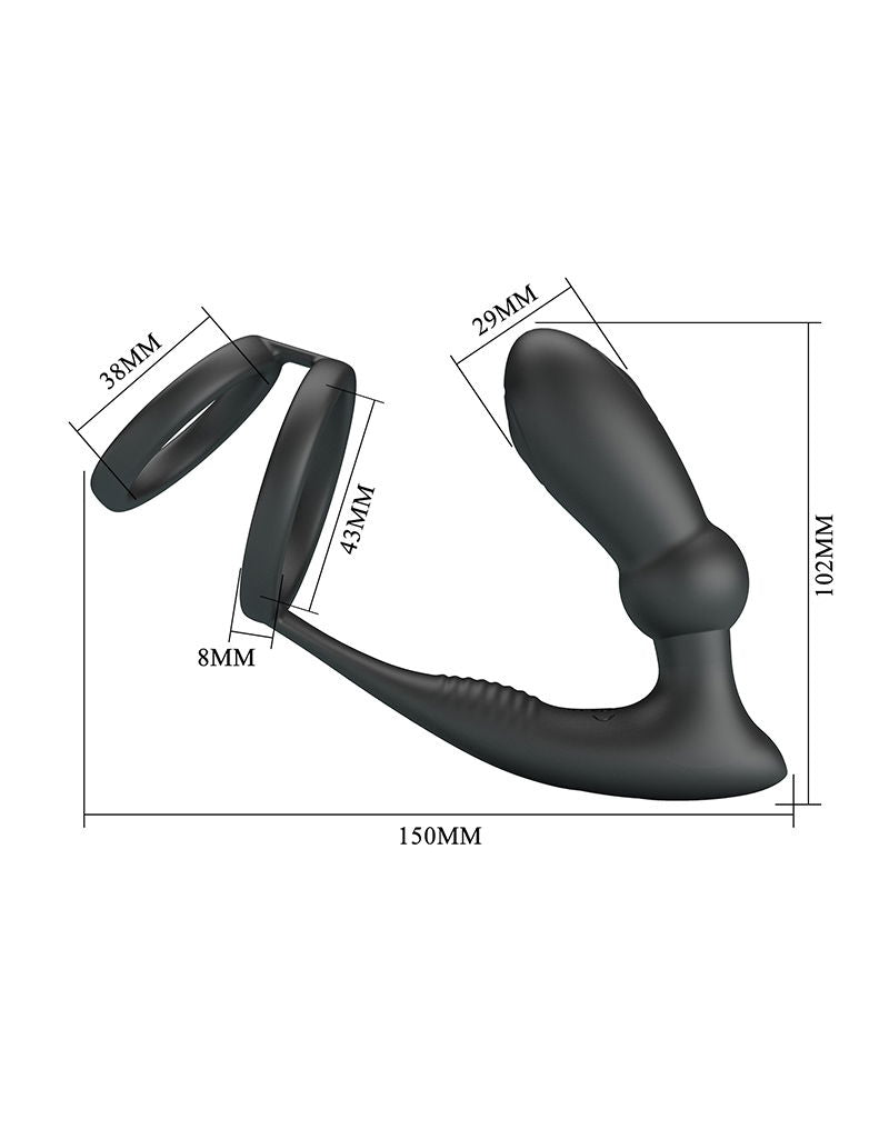 Pretty Love - Emoni - Cockring met Buttplug - Zwart