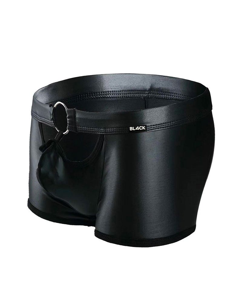 Cut4Men Sexy Wetlook Minishort Peekaboo – Zwart-Erotiekvoordeel.nl