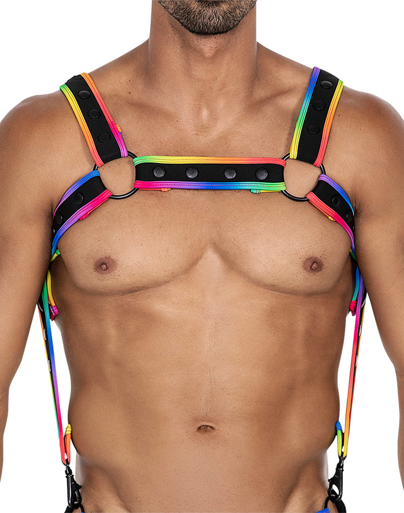 Cut4Men - Harnas - Tuigje - Neo - Zwart/Rainbow