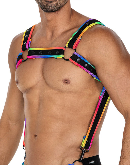 Cut4Men - Harnas - Tuigje - Neo - Zwart/Rainbow-Erotiekvoordeel.nl