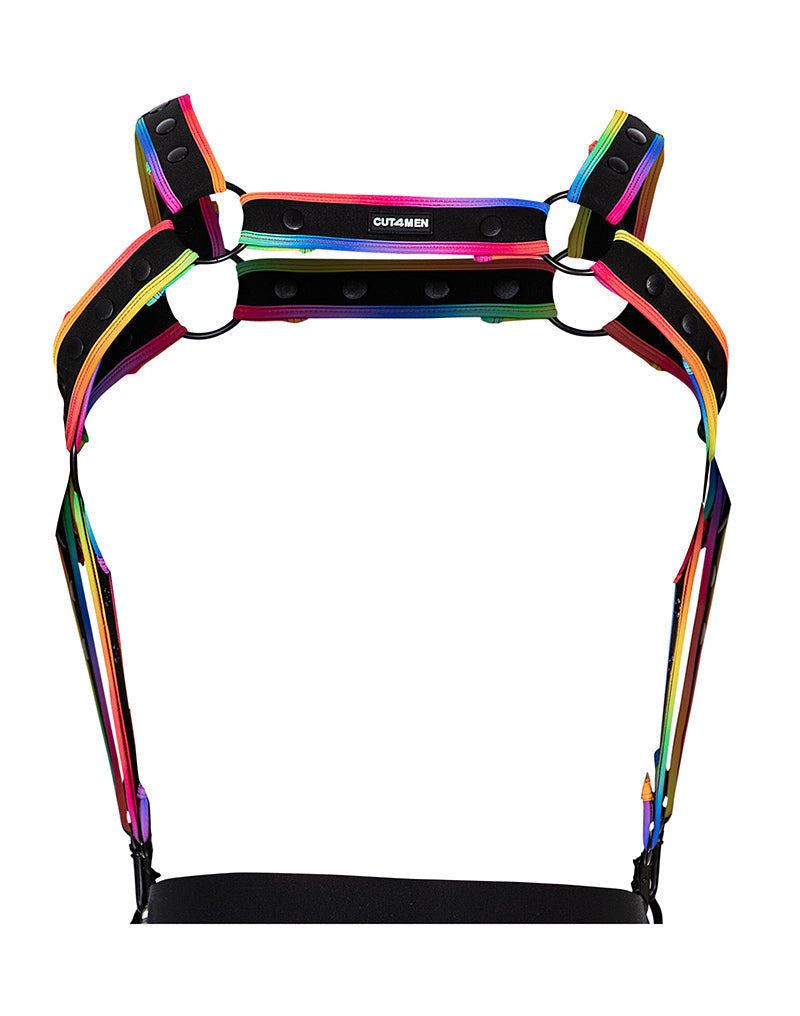 Cut4Men - Harnas - Tuigje - Neo - Zwart/Rainbow-Erotiekvoordeel.nl