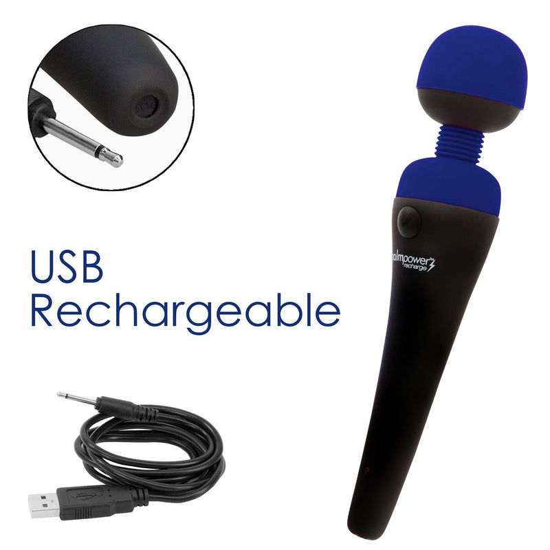 PalmPower - Recharge Wand Massager - Flexibele Kop - Blauw/Zwart