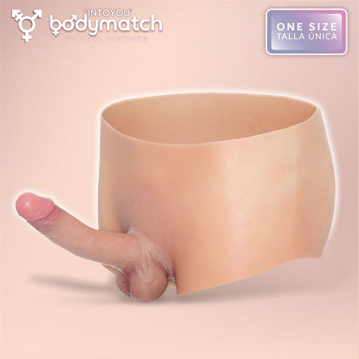 Bodymatch - Blayke - Bodysuit met Geïntegreerde Siliconen Penis - One Size - Lichte Huidskleur