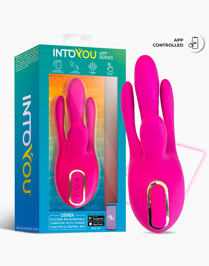 IY - Derek - Clitoris Vibrator - Bewegende Vingers - 3 motoren - App-bediening - Roze