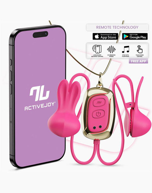 IY Tickly - Vibrerende Tepelklemmen met ketting - App Control - Roze