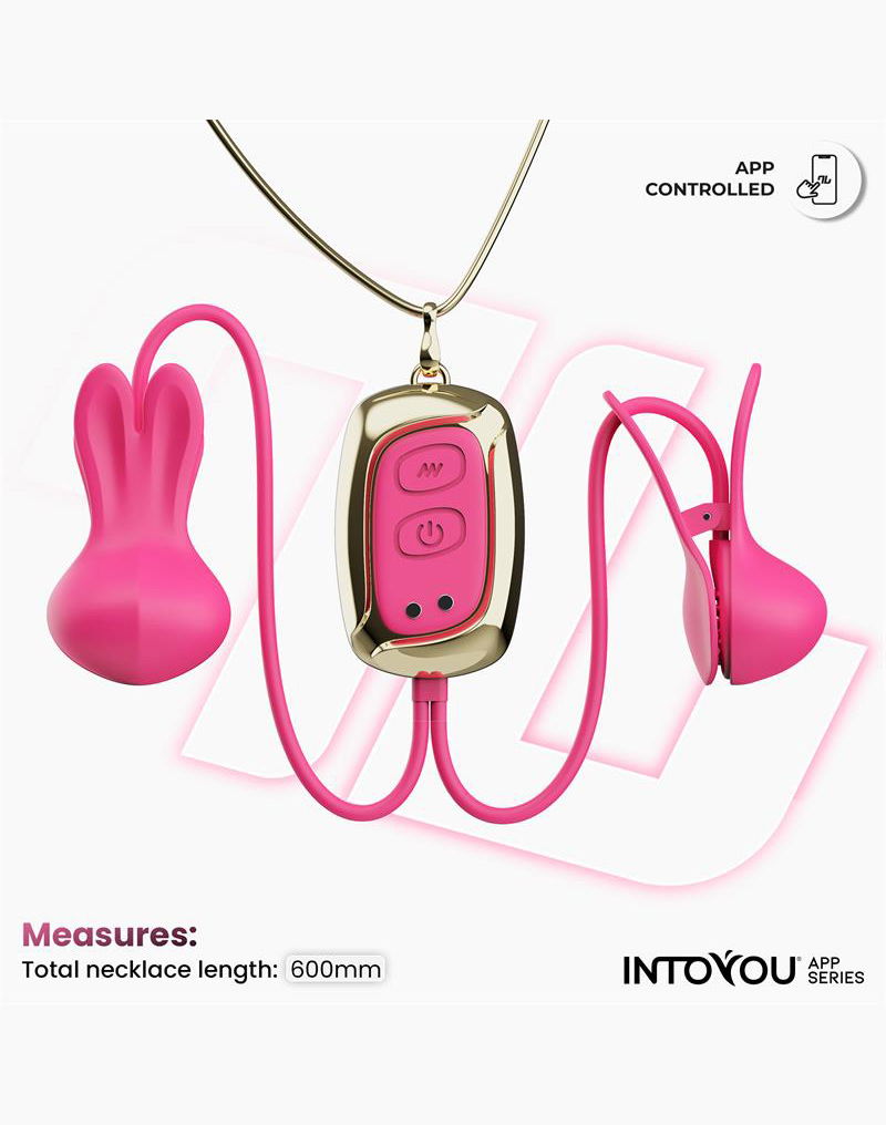 IY Tickly - Vibrerende Tepelklemmen met ketting - App Control - Roze