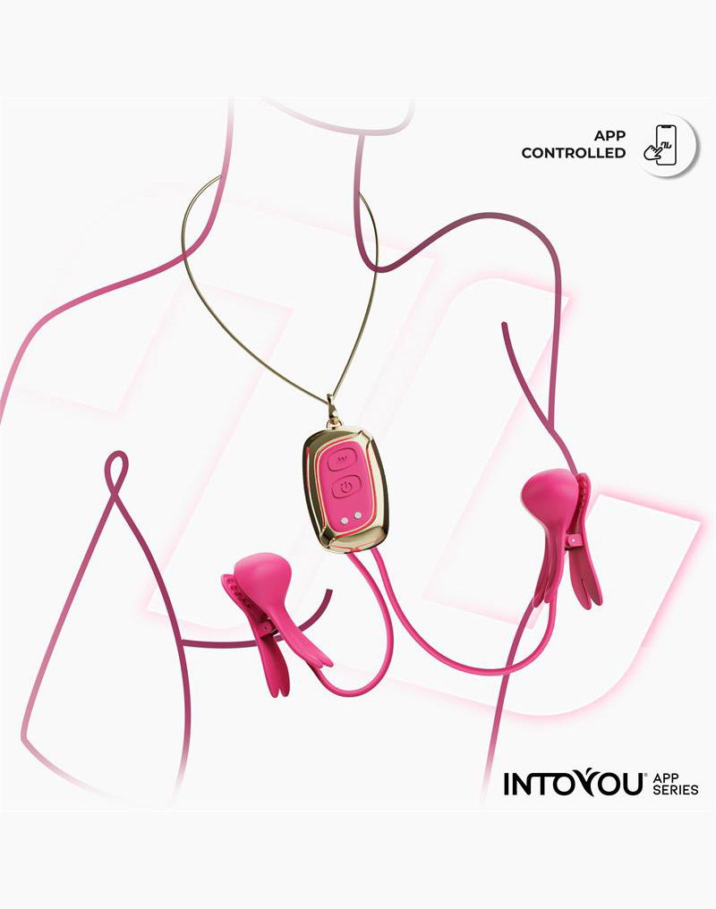 IY Tickly - Vibrerende Tepelklemmen met ketting - App Control - Roze