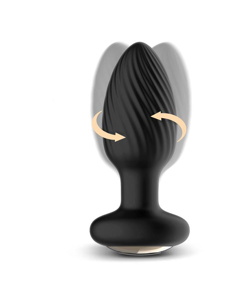 IY Drago - Vibrerende Buttplug - 360° Twister Beweging met Afstandsbediening - Zwart