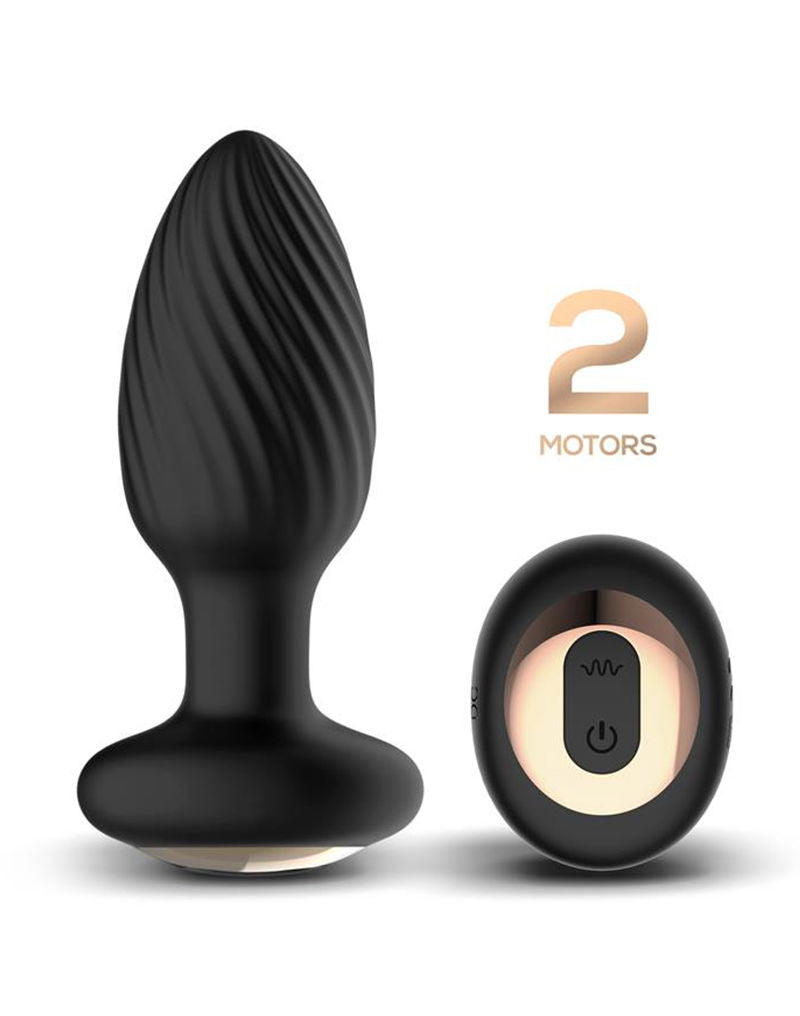 IY Drago - Vibrerende Buttplug - 360° Twister Beweging met Afstandsbediening - Zwart
