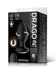 IY Drago - Vibrerende Buttplug - 360° Twister Beweging met Afstandsbediening - Zwart