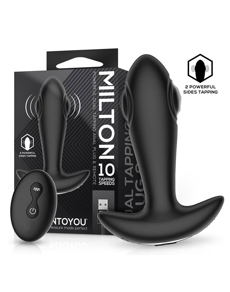 IY Milton - Vibrerende Buttplug met Dubbele Klopfunctie en Afstandsbediening - Zwart