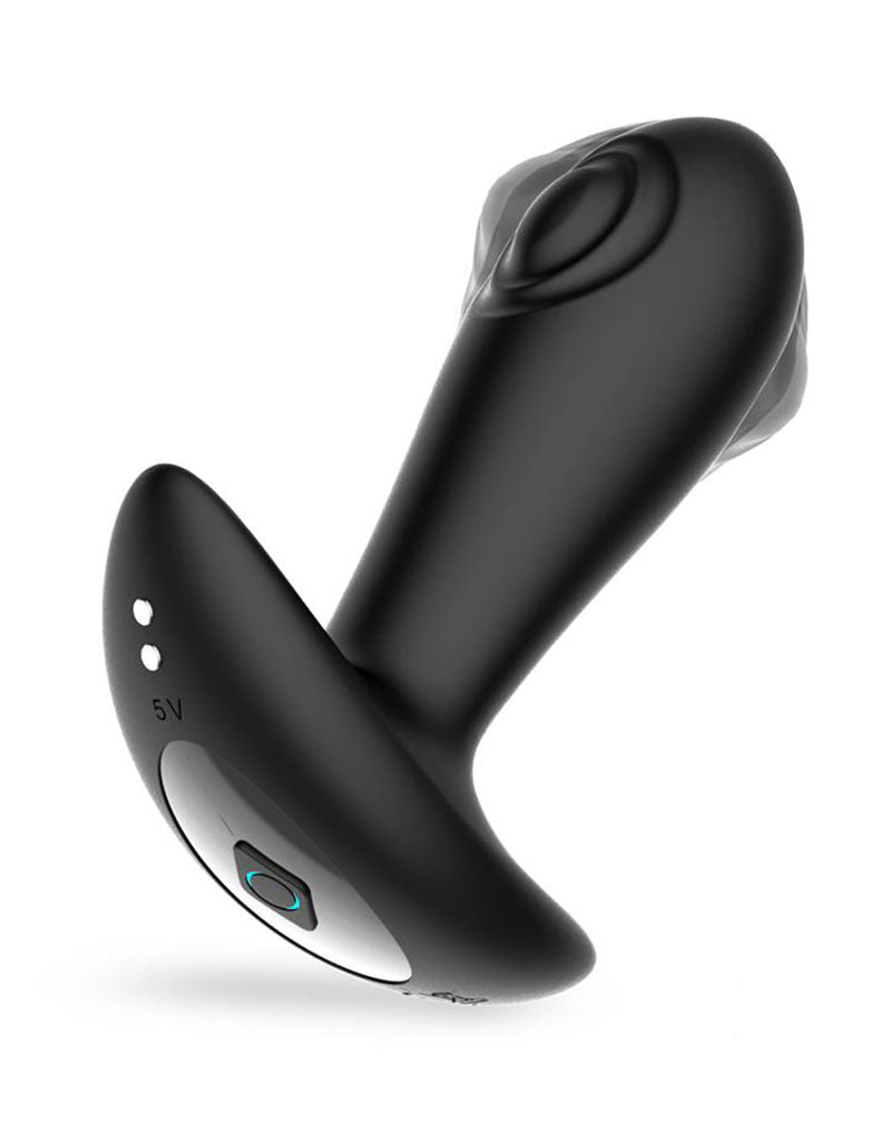 IY Milton - Vibrerende Buttplug met Dubbele Klopfunctie en Afstandsbediening - Zwart