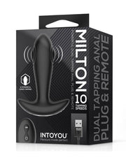 IY Milton - Vibrerende Buttplug met Dubbele Klopfunctie en Afstandsbediening - Zwart
