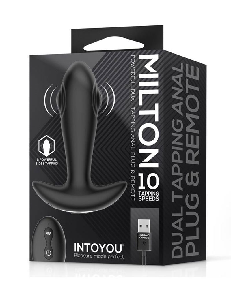 IY Milton - Vibrerende Buttplug met Dubbele Klopfunctie en Afstandsbediening - Zwart