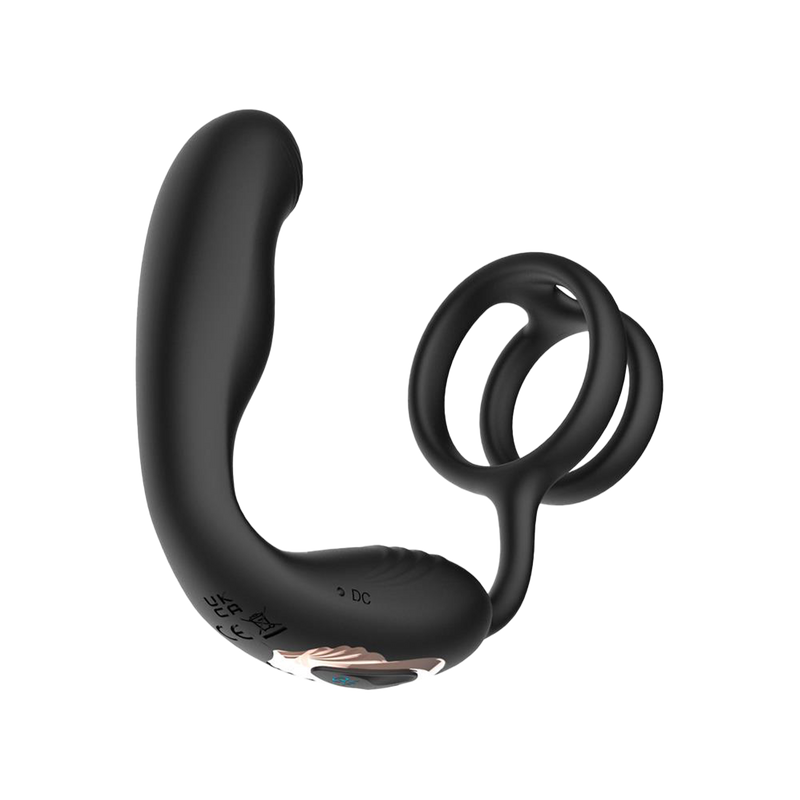 IY - Bruce - Prostaatmassager 360° - Met dubbele penisring - Zwart