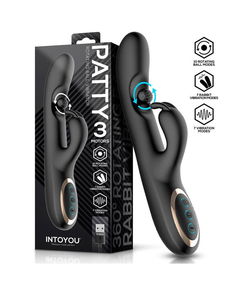 IY - Patty - Rabbit Vibrator met Roterende Bal - Zwart