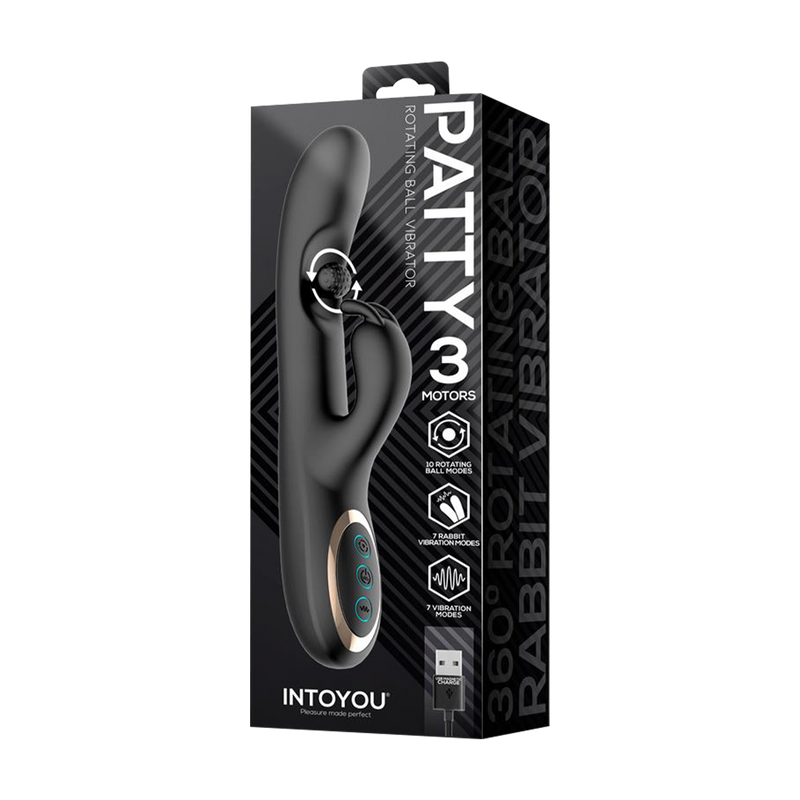 IY - Patty - Rabbit Vibrator met Roterende Bal - Zwart
