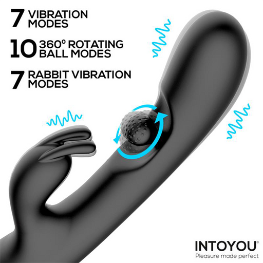 IY - Patty - Rabbit Vibrator met Roterende Bal - Zwart