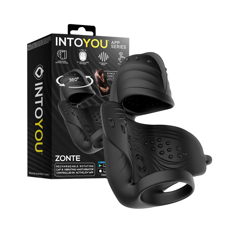 IY - Zonte - Roterende en Vibrerende Cap Masturbator - App Control – Zwart