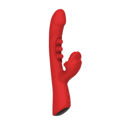 IY - Trixy - Driedubbele Kloppende Rabbit Vibrator met Likkende Tong - App Control - Rood