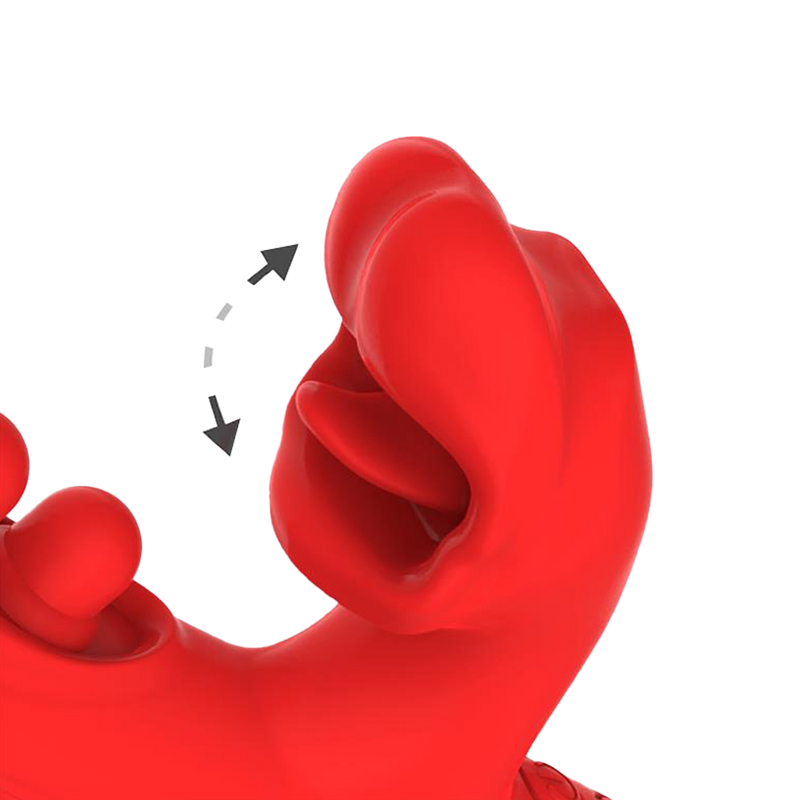 IY - Trixy - Driedubbele Kloppende Rabbit Vibrator met Likkende Tong - App Control - Rood