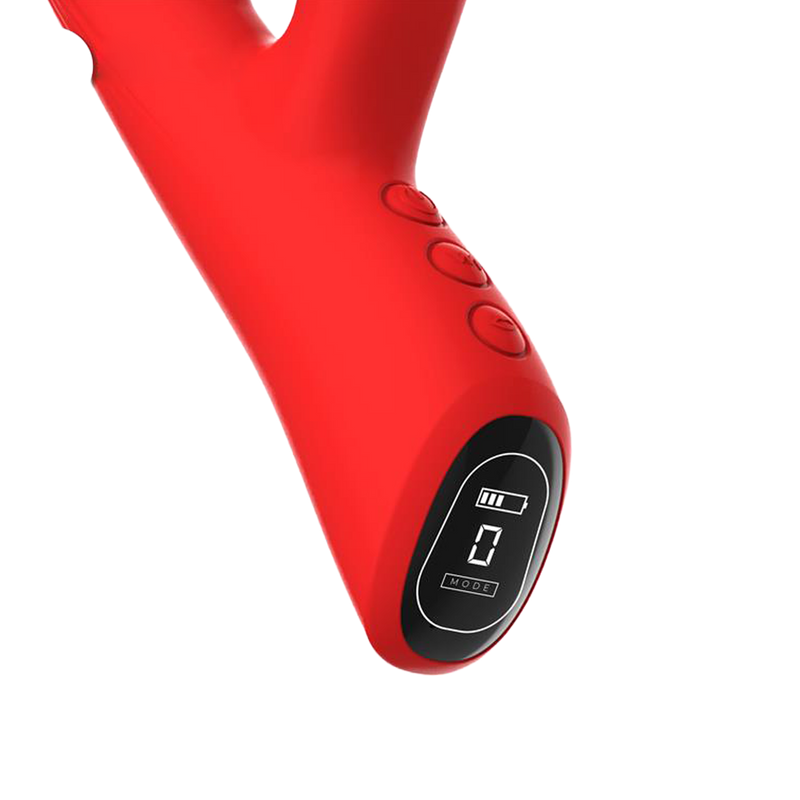 IY - Trixy - Driedubbele Kloppende Rabbit Vibrator met Likkende Tong - App Control - Rood