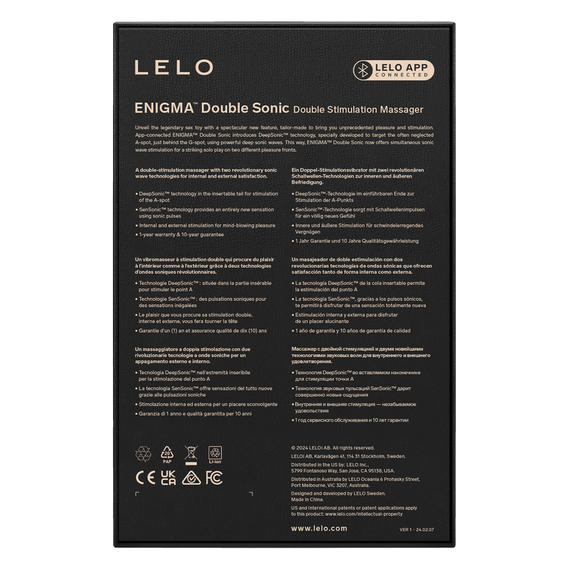 Lelo - Enigma Double Sonic - Drievoudige stimulatie - App Control - Zwart