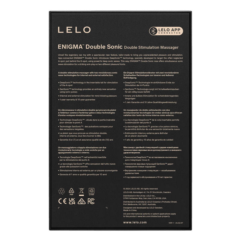 Lelo - Enigma Double Sonic - Drievoudige stimulatie - App Control - Paars