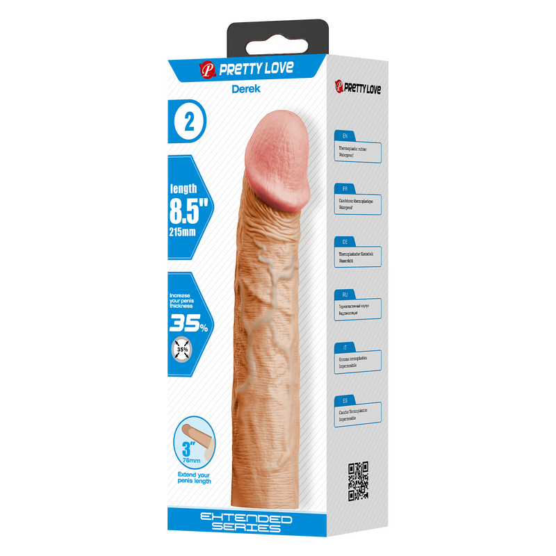 Pretty Love - Derek - Realistische Penis Sleeve - 215mm - Lichte Huidskleur