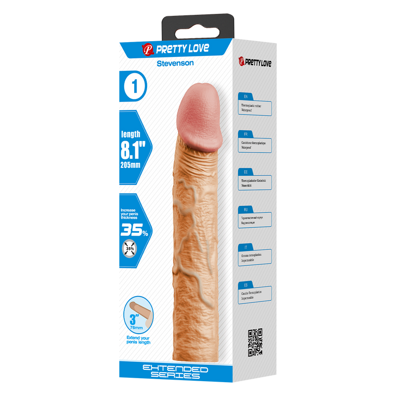 Pretty Love - Stevenson - Realistische Penis Sleeve - 205 mm - Lichte Huidskleur