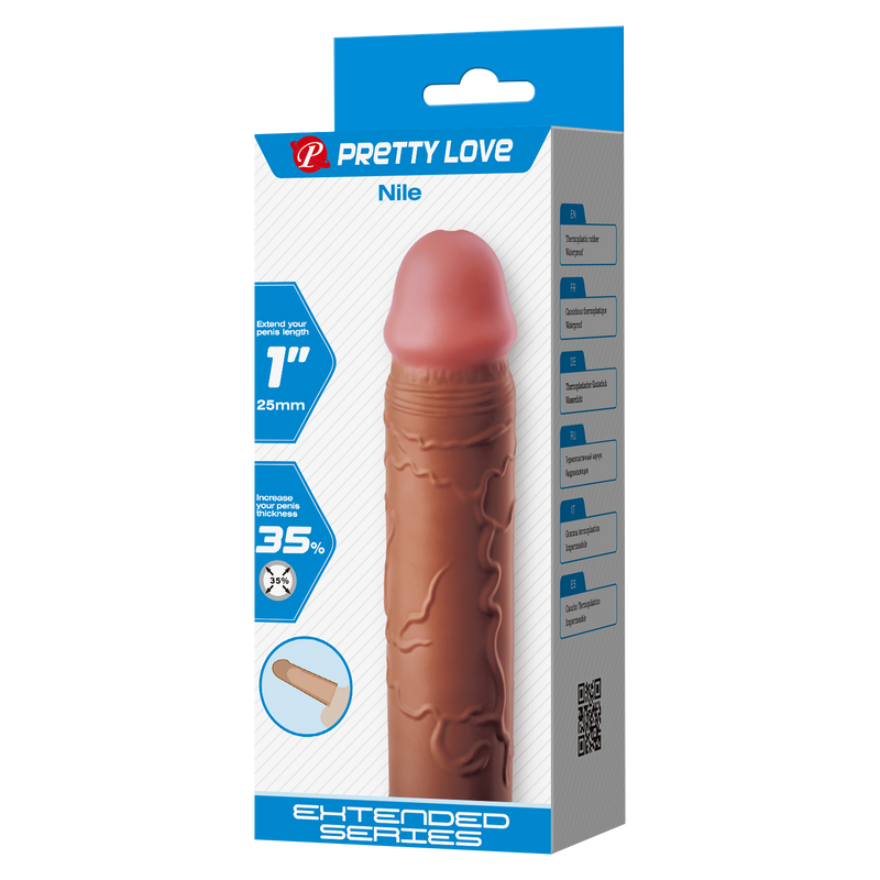 Pretty Love - Nile - Verlengde Penis Sleeve - 25mm - Bruin