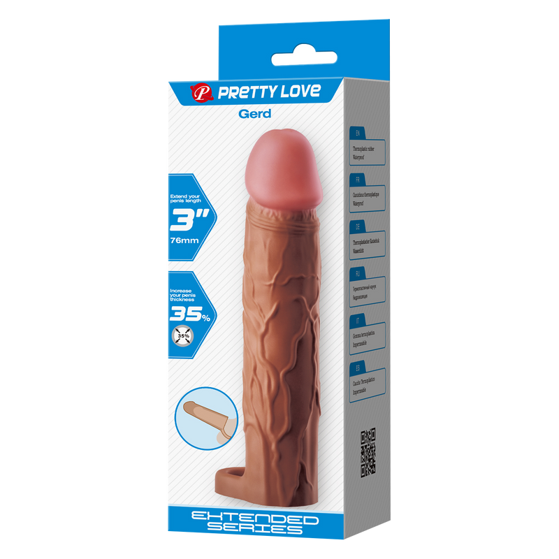 Pretty Love - Gerd - Cockring met verlengde Penis Sleeve - 75mm - Bruin