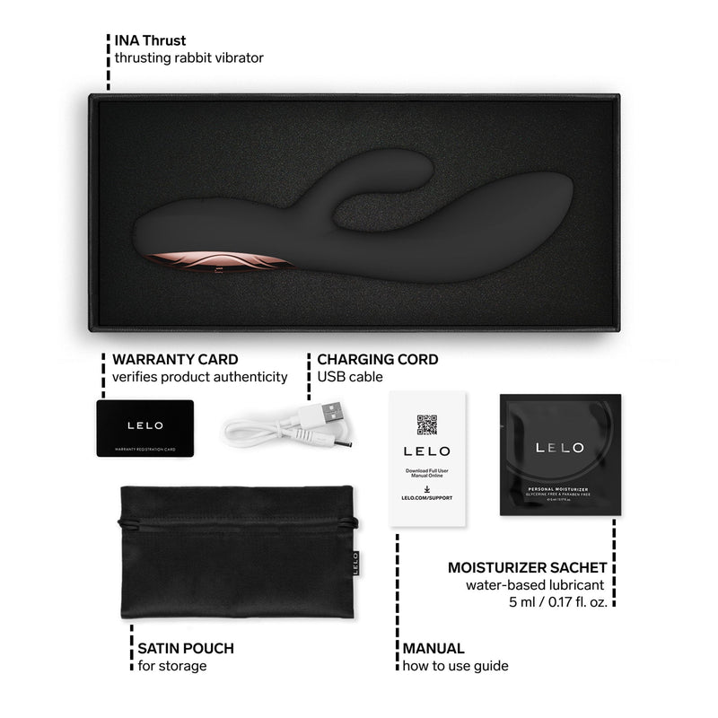 LELO - Ina Thrust - Rabbit Vibrator met Stootbeweging - Zwart
