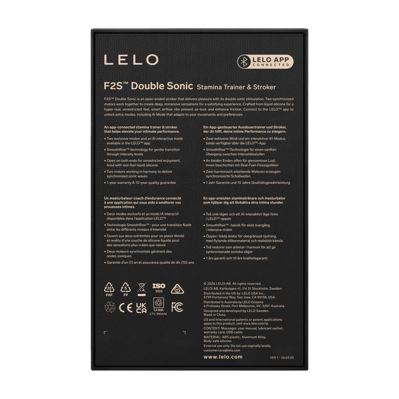 LELO - F2S™ Double Sonic - Sonische Masturbator & Stroker - Teal
