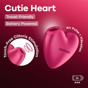 Satisfyer - Cutie Heart - Luchtdruk Vibrator - Op Batterijen - Roze-Erotiekvoordeel.nl