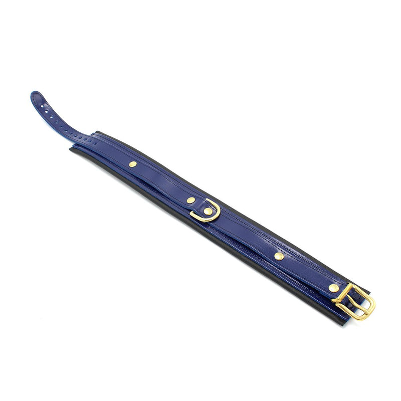 Kiotos - Collar Leder - Blauw/Zwart - Gouden Hardware