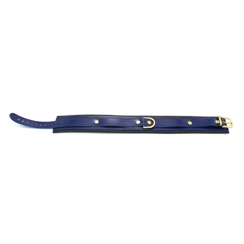 Kiotos - Collar Leder - Blauw/Zwart - Gouden Hardware