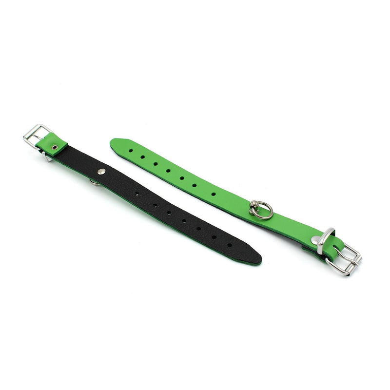 Kiotos Leather - Polsboeien Leder met Kleine O-ring - Groen