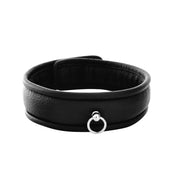 Kiotos - Gevoerde Lederen Collar met Kleine O-ring - Zwart