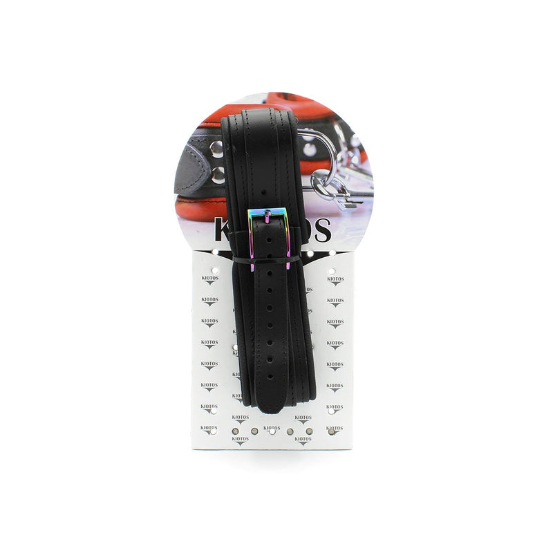 Kiotos - Premium Lederen Collar - Metalen Hardware in Unicorn Kleuren - Zwart/Rainbow
