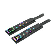 Kiotos - Premium Lederen Polsboeien - Metalen Hardware in Unicorn Kleuren - Zwart/Rainbow