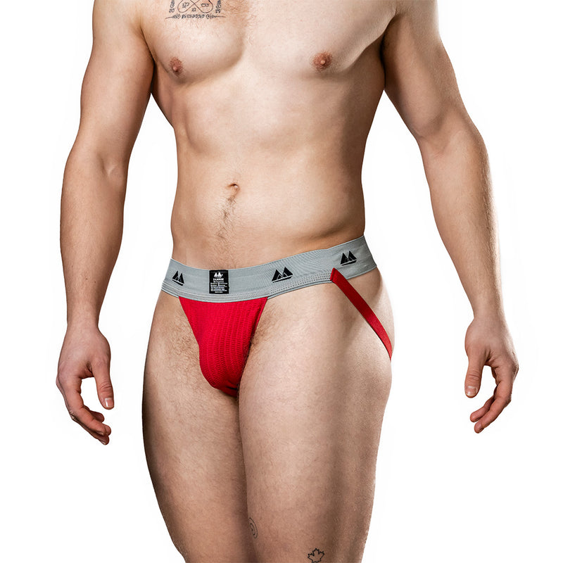 MM Original Jockstrap - Herenslip - Tailleband 5 cm - Rood/Grijs