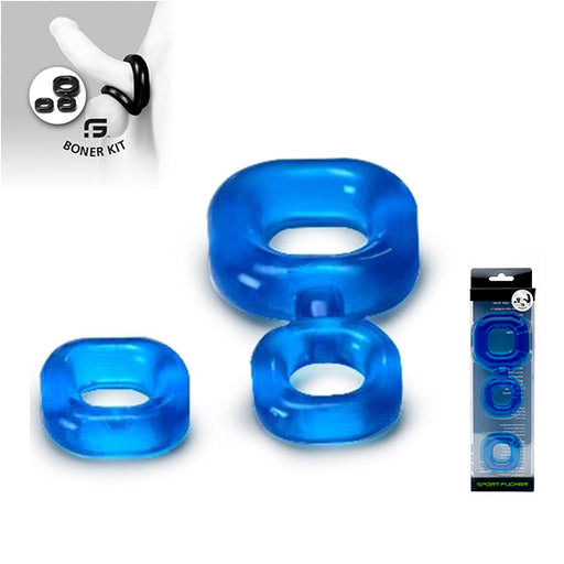 Sport Fucker - Boner Kit - Cockring En Ballstretcher - IJsblauw